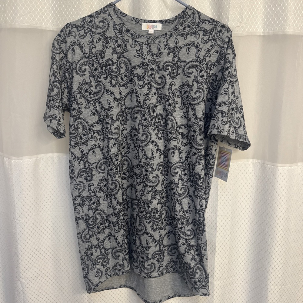 Lularoe Shirt Patrick T Small Gray & Black NWT Stretchy LR265
